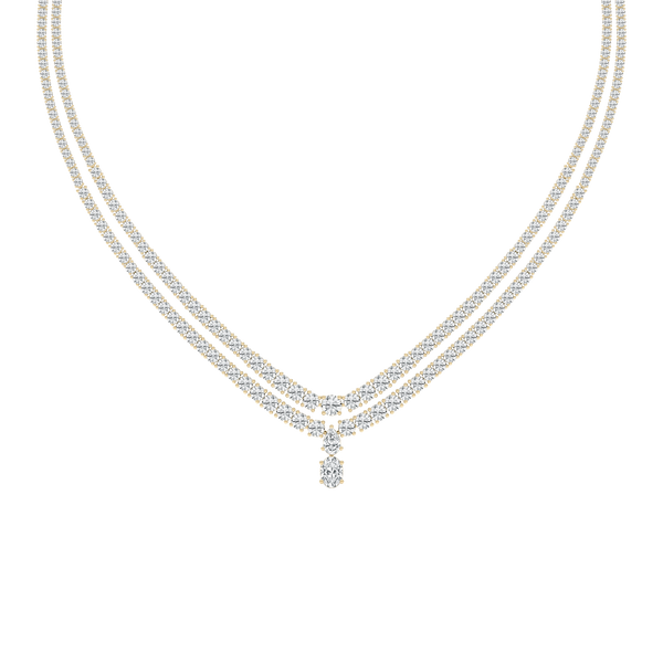 26 ⅓ ctw Round Lab Grown Diamond Double Row Drop Tennis Necklace