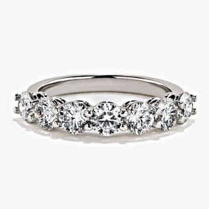 lab grown diamond accented band with round cut diamonds set in 18k white gold recycled metal