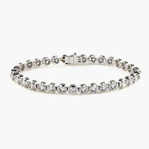 classic tennis bracelet with round cut lab grown diamonds by MiaDonna set in recycled white gold metal