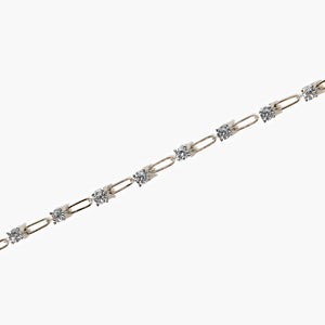 lab grown diamond chain link paperclip bracelet set in 14k yellow gold recycled metal by MiaDonna