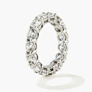 classic diamond eternity band with round cut lab grown diamonds set in 14k white gold recycled metal by MiaDonna