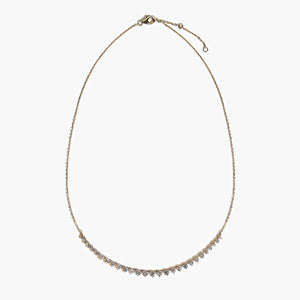graduated mini tennis necklace with lab grown diamonds set in 14k recycled yellow gold