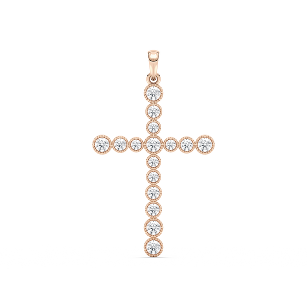 1/4 ctw Round Lab Grown Diamond Beaded Bezel Cross Pendant - 18