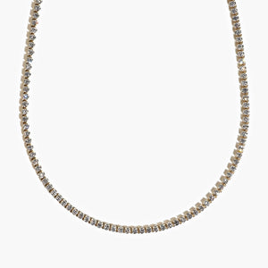 classic tennis necklace with round cut lab grown diamonds set in 14k yellow gold recycled metal by MiaDonna