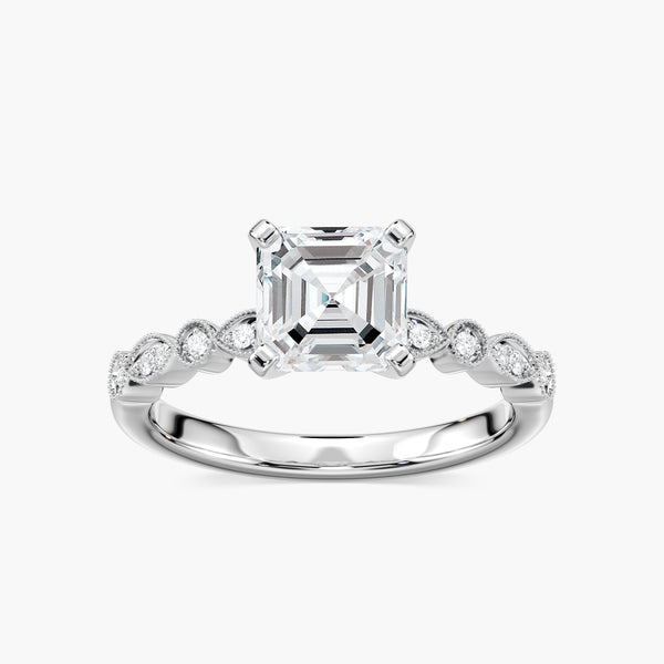 Amore Vintage Engagement Ring with in 14K White Gold MiaDonna