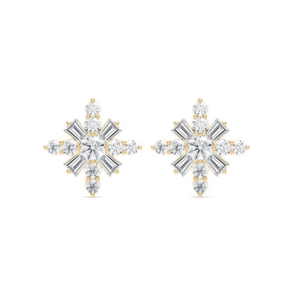 Plaqué Or Bling Jewelry Hiver Flocon Neige CZ Stud Earrings Sterling Silver 925 - Foto 11