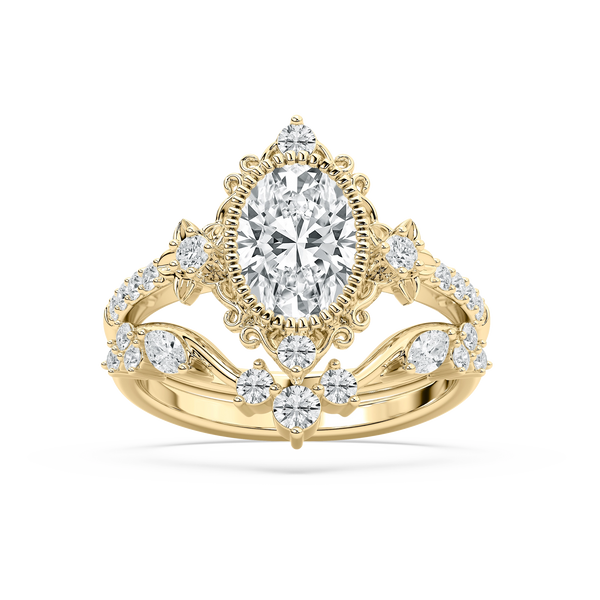 Analeah 2 ctw Oval Lab Grown Diamond Vintage Filagree Wedding Set