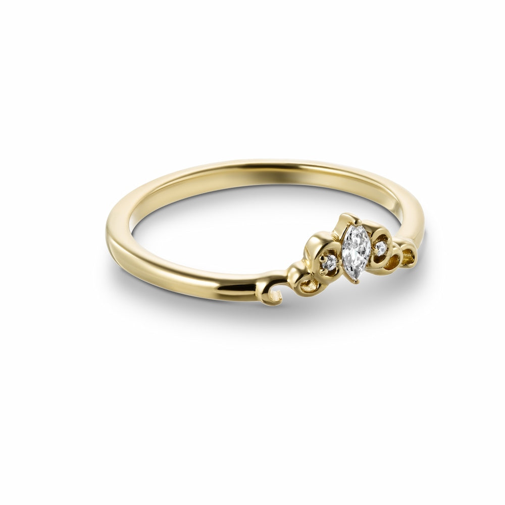 Shown with Marquise Round Cut Lab Grown Diamonds in 14k Yellow Gold