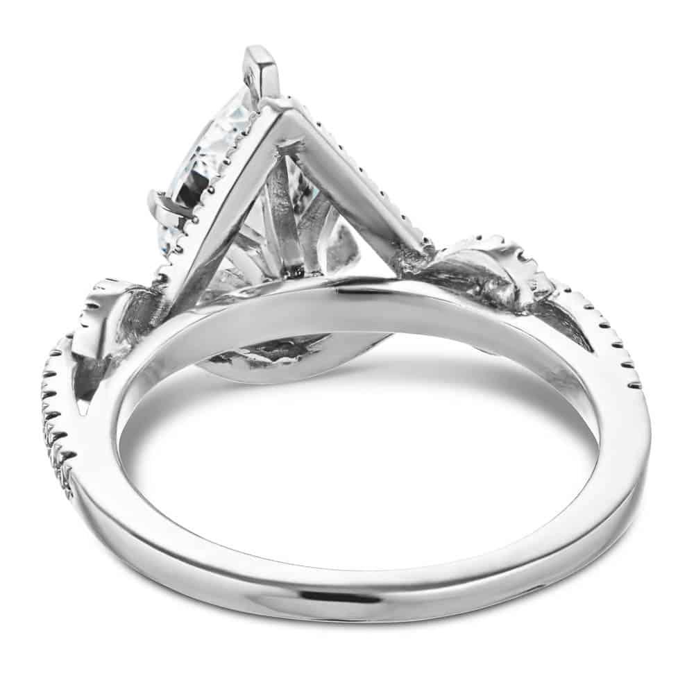 Shown with a 1.0ct Pear cut Lab-Grown Diamond with a diamond accented halo and twisted detail band in recycled 14K white 