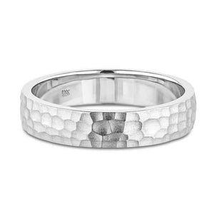  Classic Men's Wedding Band made with recycled 14K white gold in Satin Hammer finish