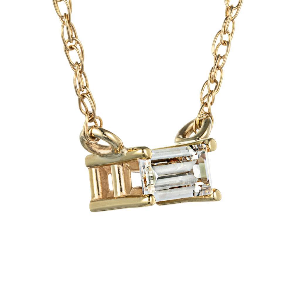 Petite Baguette Basket Necklace in 14K yellow gold 