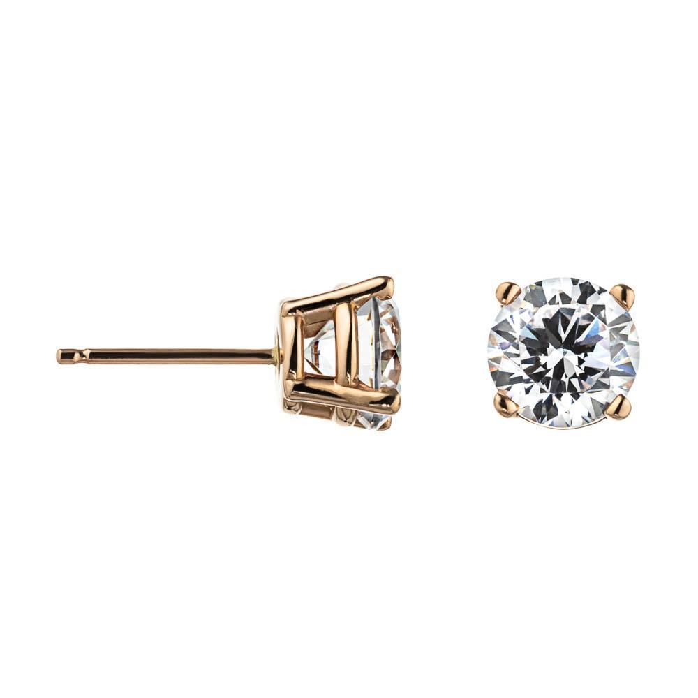 1.0ct Round Cut Lab-Grown Diamond Basket Stud Earrings in 14K rose gold 