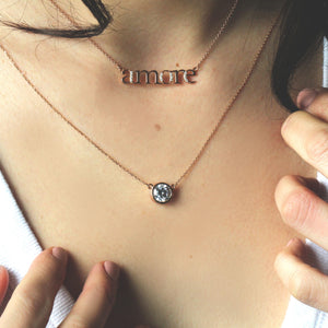  bezel pendant necklace round center stone gold