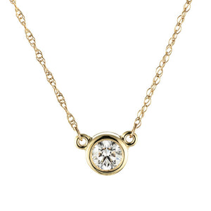 Bezel Pendant with a 1.0ct Round cut lab diamond in 14K Yellow Gold