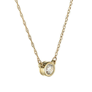Bezel Pendant with a 1.0ct Round cut lab diamond in 14K Yellow Gold