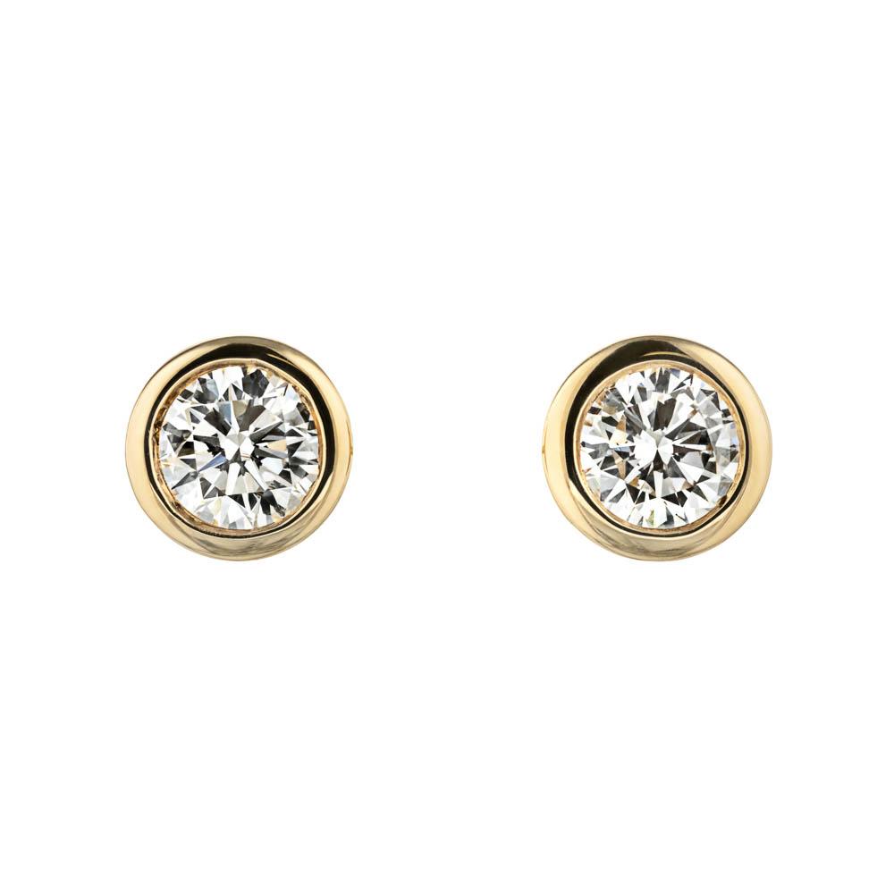 Lab-Grown Diamond Bezel Stud Earrings in 14K yellow gold 