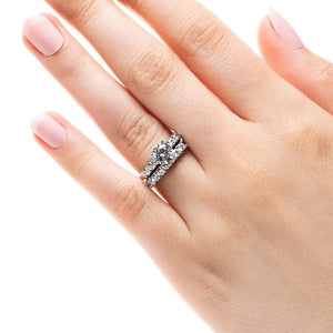 Diamond accented lab grown diamond wedding ring set worn on hand