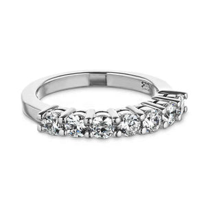 Ethical 7 Stone diamond accented wedding ring in 14k white gold