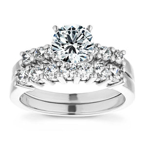  accented wedding set 2.0ct round cut Lab-Grown Diamond with naturally recycled diamonds accenting in recycled 14K white gold