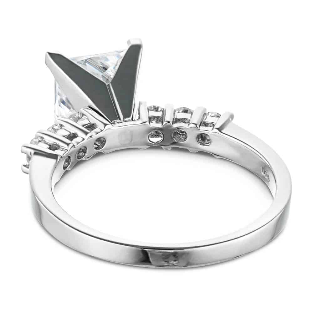 Shown with a 2.0ct Princess cut Lab-Grown Diamond with naturally recycled diamonds accenting in recycled 14K white gold 