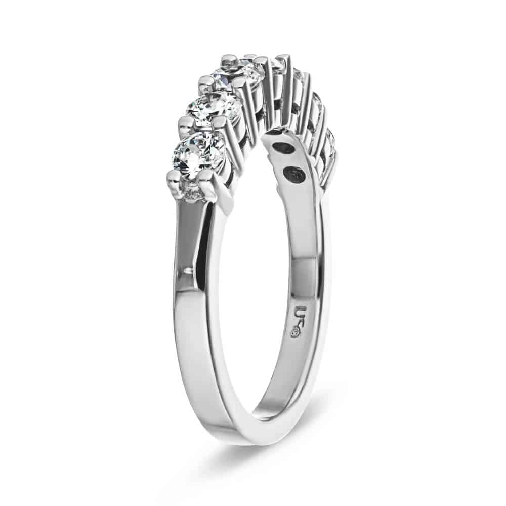 Wedding Band with naturally recycled diamonds accenting in recycled 14K white gold 