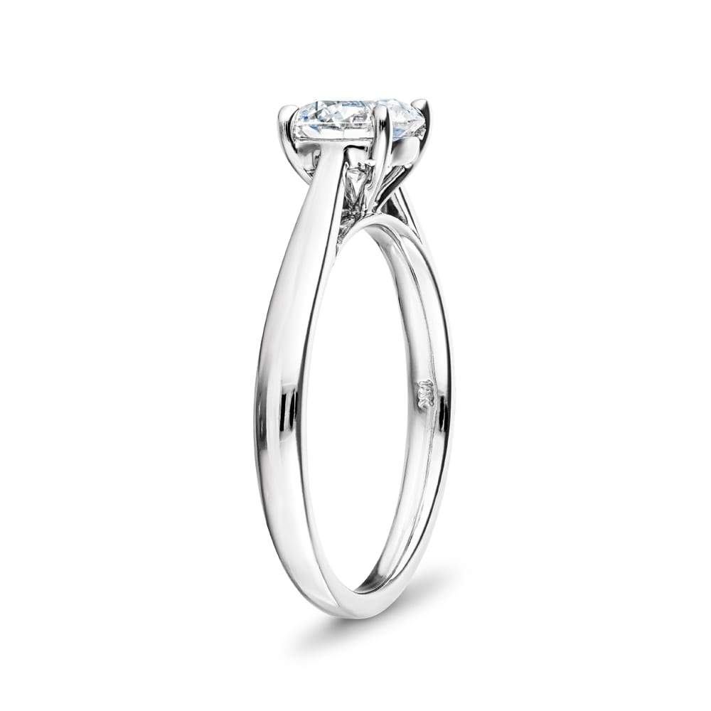 Blonde Solitaire Engagement Ring with 1ct Round cut Lab Grown Diamond in 14K White Gold|Blonde Solitaire Engagement Ring with 1ct Round cut Lab Grown Diamond in 14K White Gold