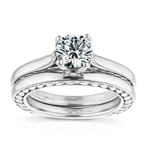  two tone wedding set 1.0ct Round cut Lab-Grown Diamond in recycled 14K white gold