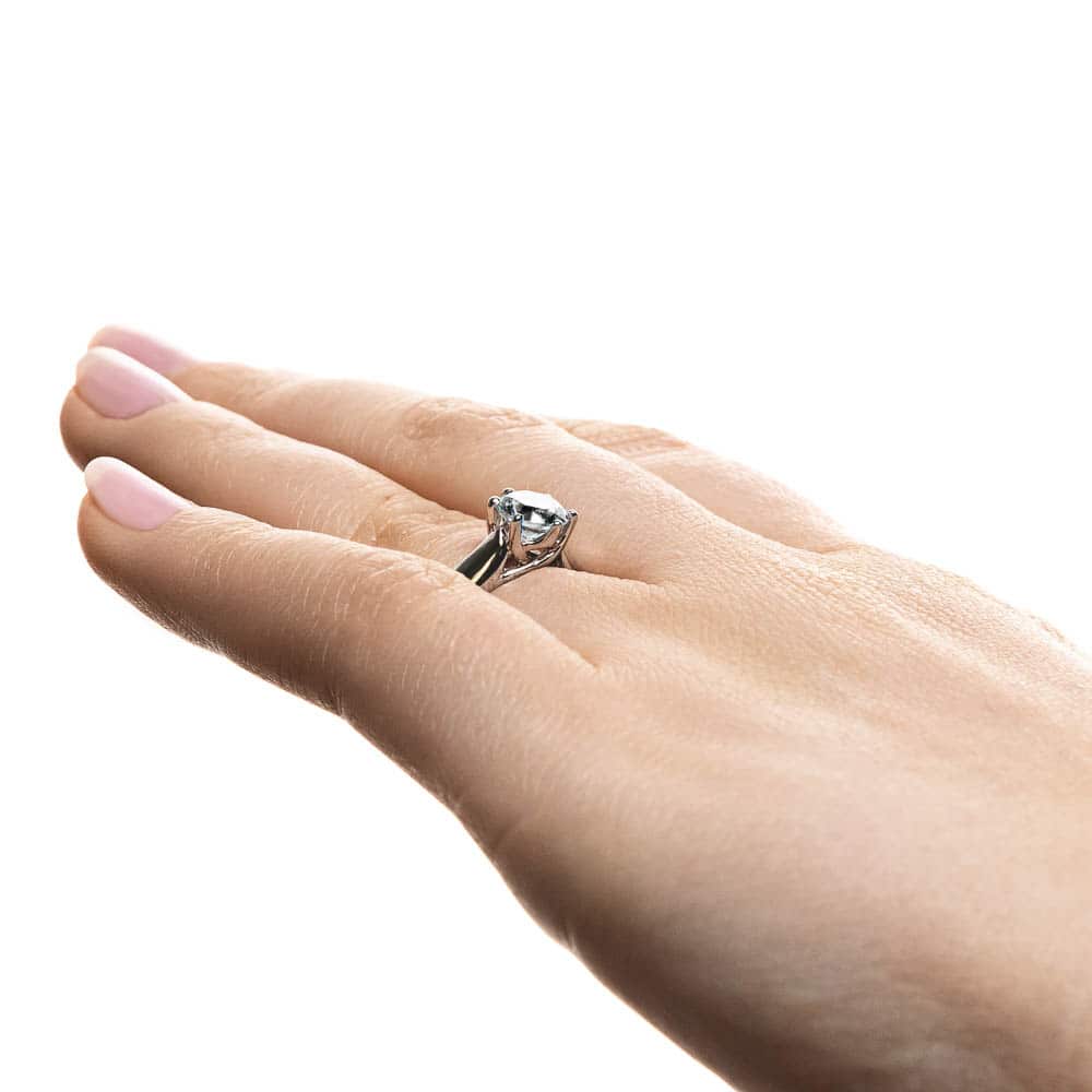 Calista Solitaire Engagement Ring shown with a 1.0ct round cut Lab-Grown Diamond in recycled 14K white gold 