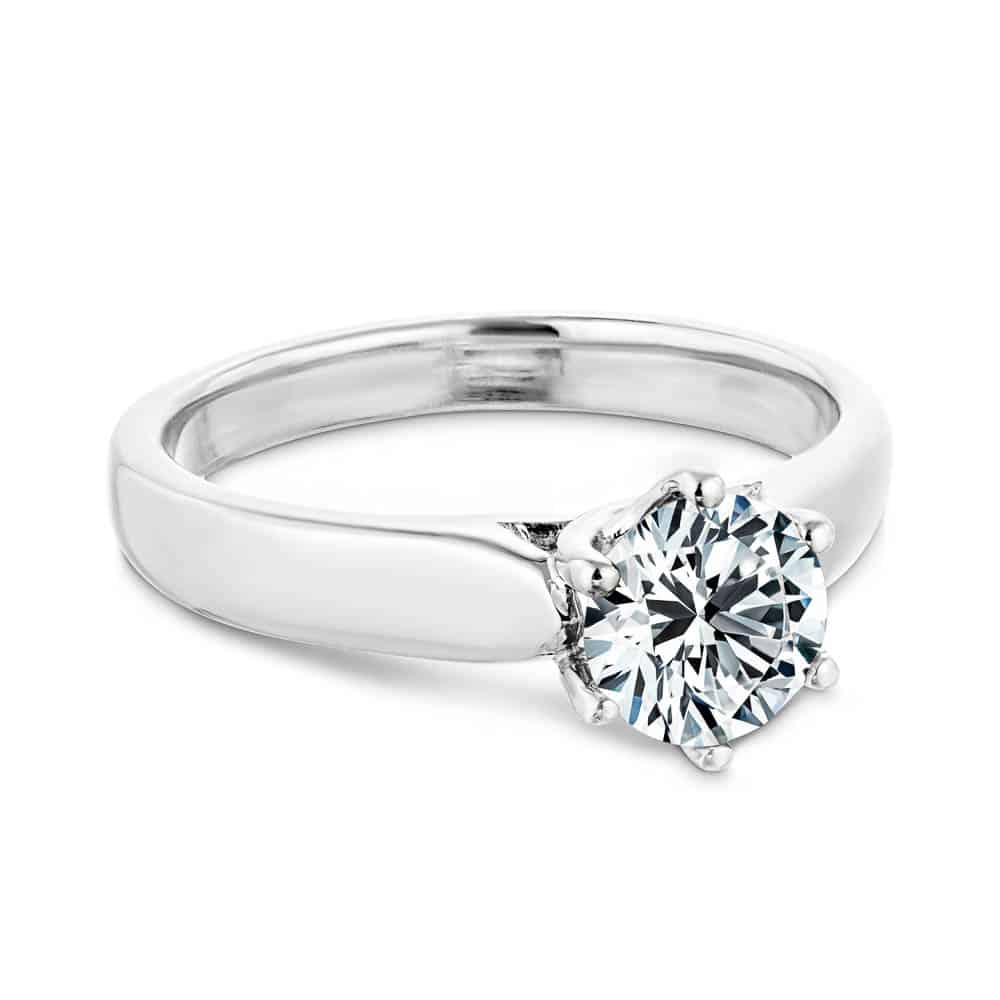 Calista Solitaire Engagement Ring shown with a 1.0ct round cut Lab-Grown Diamond in recycled 14K white gold 