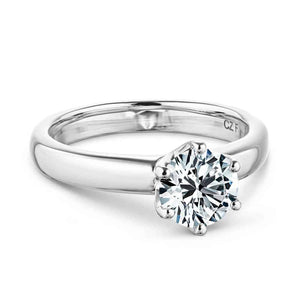 Classic solitaire engagement ring with 6 prong head set 1.5ct round cut lab grown diamond in 14k white gold