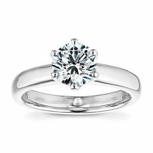 Affordable solitaire engagement ring with 6 prong head set 1.5ct round cut lab grown diamond in 14k white gold