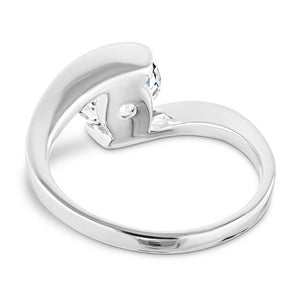 Modern engagement ring with a 2ct round cut lab grown diamond in a 14k white gold shown from back
