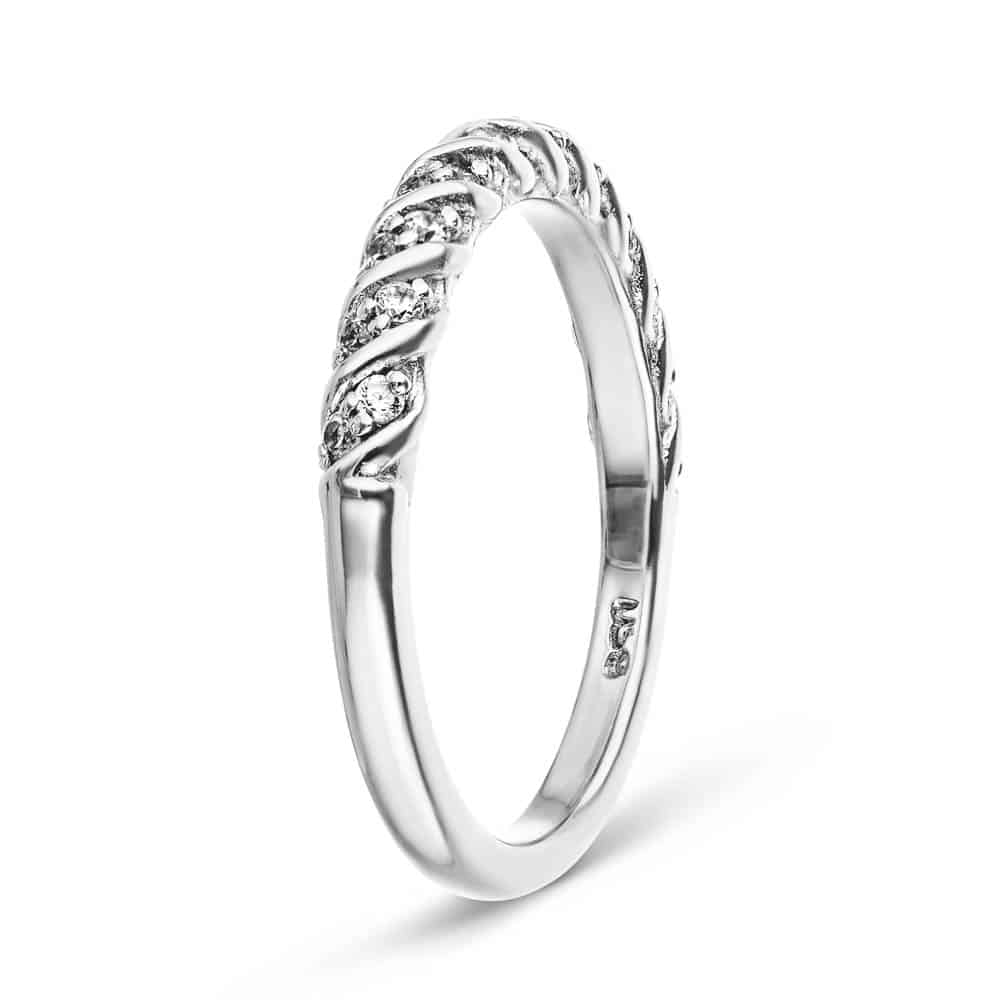 Diamond accented wedding band in recycled 14K white gold | matching wedding band diamond accented recycled 14k white gold
