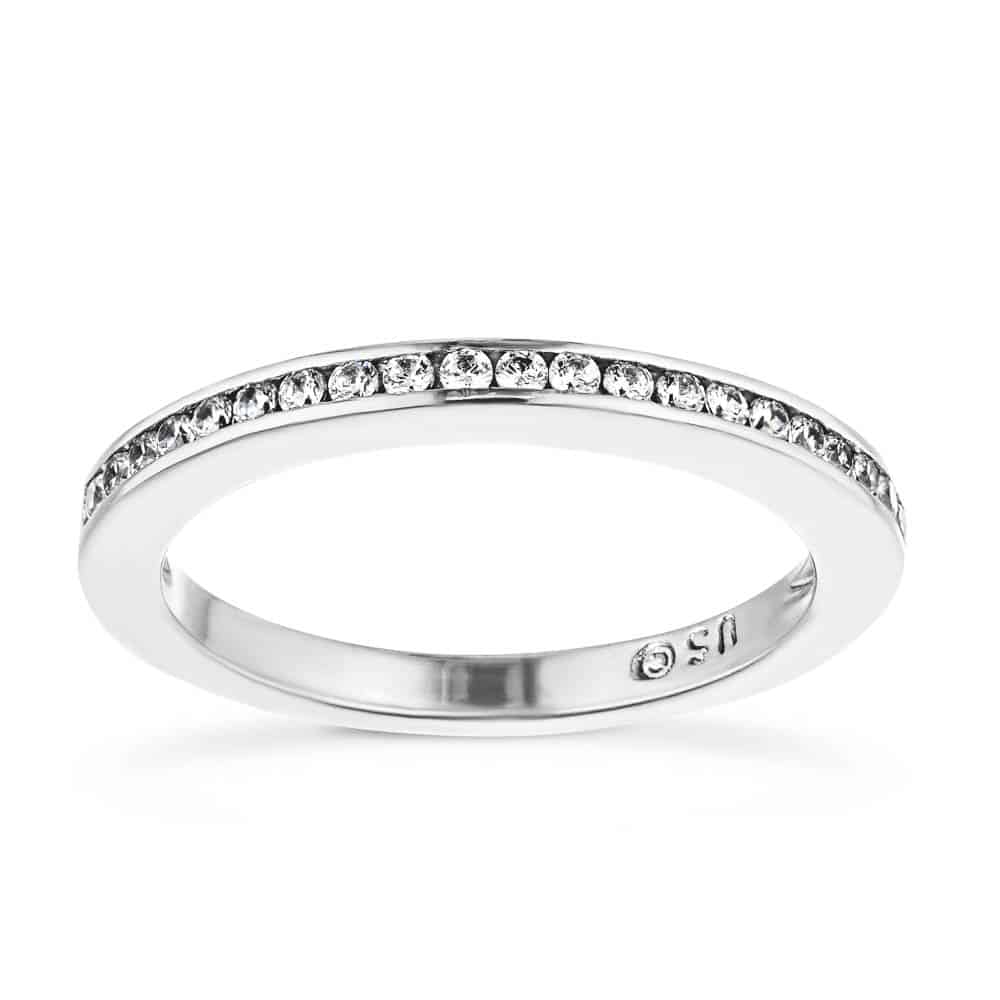 Drew Wedding Band with channel set recycled diamonds in recycled 14K white gold | Drew Wedding Band channel set recycled diamonds recycled 14K white gold
