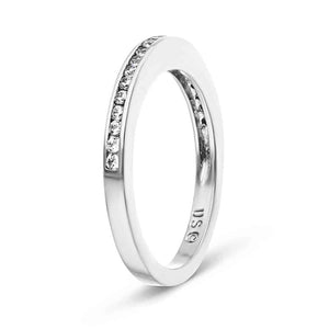  Drew Wedding Band channel set recycled diamonds recycled 14K white gold