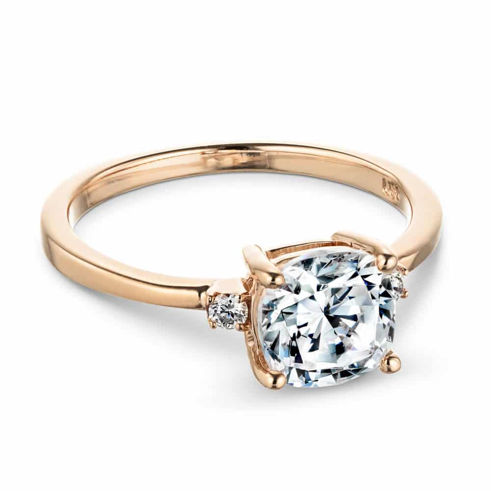 Shown with 1ct Cushion Cut Lab Grown Diamond in 14k Rose Gold