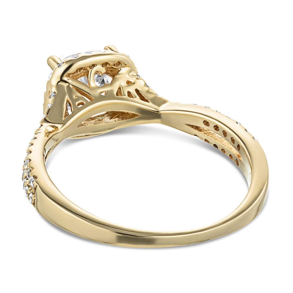Shown with 1ct Cushion Cut Lab Grown Diamond in 14k Yellow Gold
