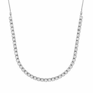 Beautiful half tennis necklace with 3ctw prong set round cut lab grown diamonds in 14k white gold
