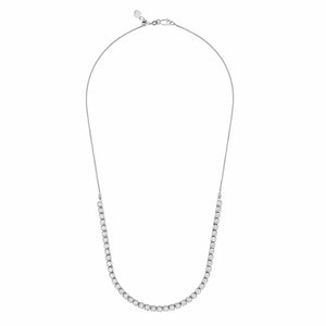 Beautiful half tennis necklace with 3ctw prong set round cut lab grown diamonds in 14k white gold 18 inches in length