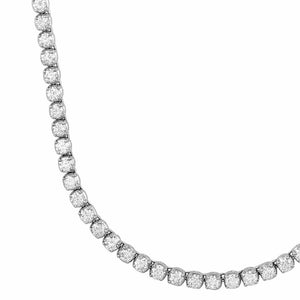 Half tennis necklace with 3ctw prong set round cut lab grown diamonds in 14k white gold closeup view