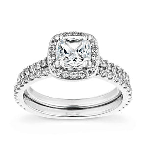  cushion cut halo diamond accented engagement ring
