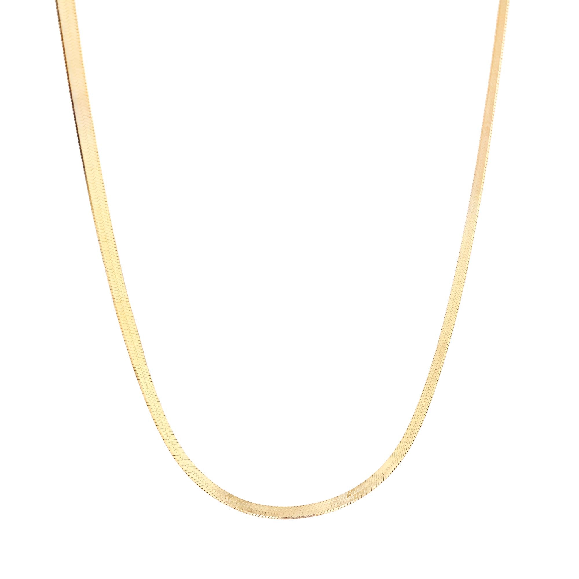 Herringbone Necklace 16in in 14K Yellow Gold|herringbone necklace in 14k yellow gold metal on 16 inch chain