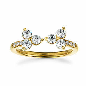 Open wedding band with accenting lab grown diamonds on both ends in 14k yellow gold