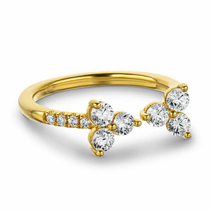 Open wedding band with accenting lab grown diamonds on both ends in 14k yellow gold