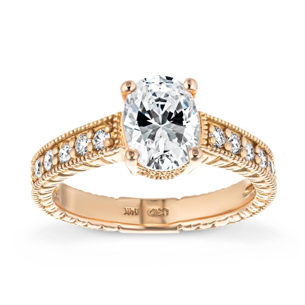 Shown with 1ct Oval Cut Lab Grown Diamond in 14k Rose Gold