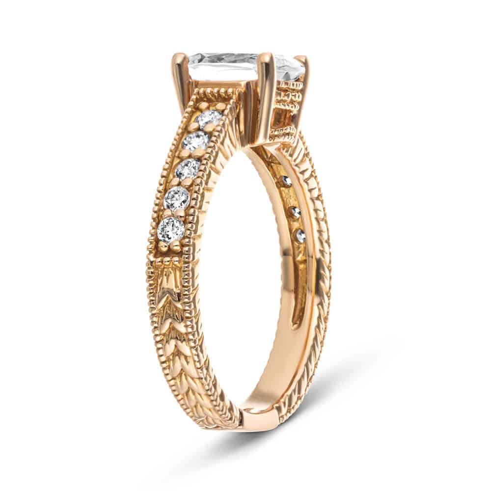Shown with 1ct Oval Cut Lab Grown Diamond in 14k Rose Gold