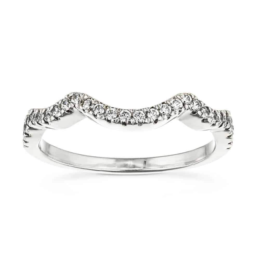 Curved diamond accented wedding band made to fit the Infinity Engagement ring 