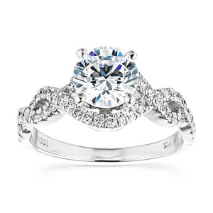  diamond accented band Shown with a 1.0ct Round cut Lab-Grown Diamond with infinity style diamond accented band