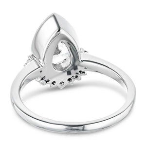 Vintage style half halo engagement ring in white gold shown from back
