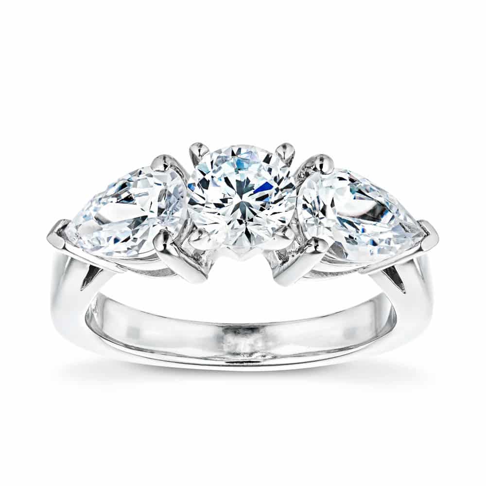 Shown with a 1ct Round Cut and Two 1.25ct Pear Cut Lab Grown Diamonds in 14k White Gold